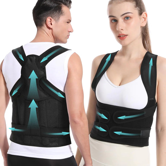 Manlingle Back Brace Posture Corrector for Women and Men Adjustable Back Brace & Straightener for Scoliosis Hunchback Correction Spine Corrector Back Support and Posture Trainer(M waist 34-41in)