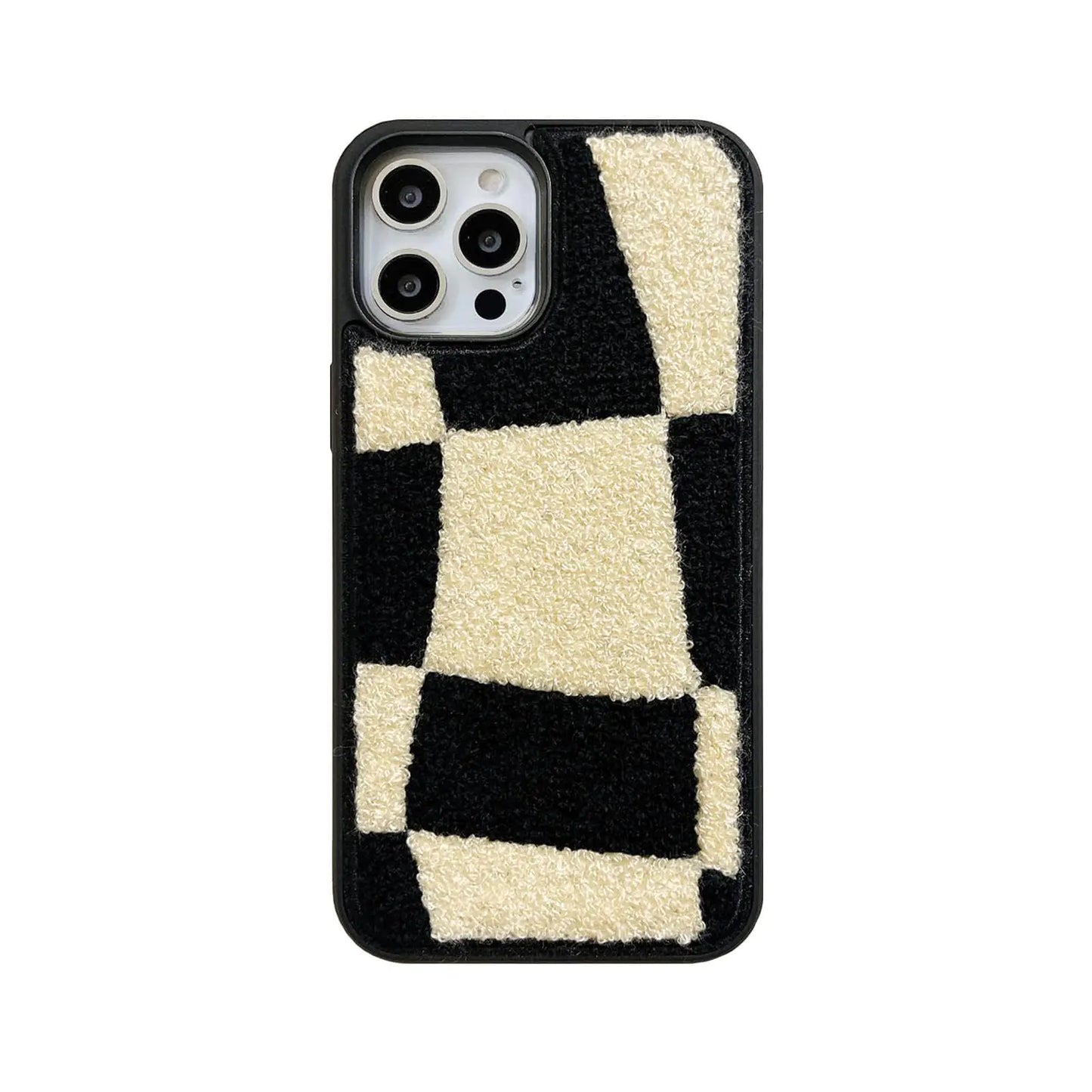 Black & White Dairy Cattle Cow Print Phone Case Compatible with iPhone 15 Pro Max,Cute Embroidery Winter Warm Fur Carpet Case,Soft Fluffy Case for iPhone 15 Pro Max 6.7'' 2023(Cow)