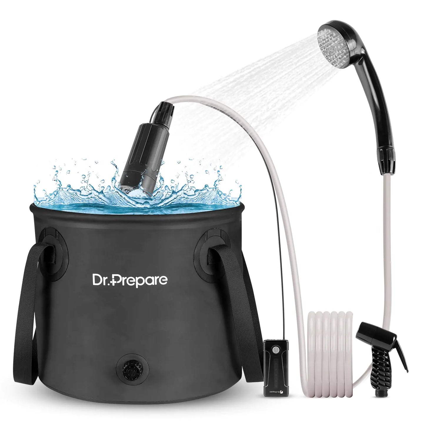 DR.PREPARE 4.5 Gallons Portable Shower for Camping 17L Camping Shower with Pump USB Rechargeable Battery 2 Shower Heads Large Water Flow Portable Shower for Beach Hiking Outdoor Pet Cleaning