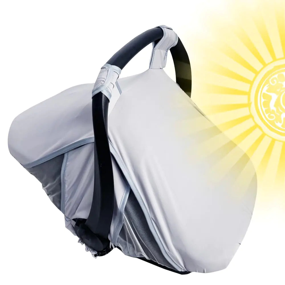 RHYDEER Baby car seat Cover with Mosquito net 2 in 1 Infant carseat Sun Shade Cover and carseat Mosquito net Grey