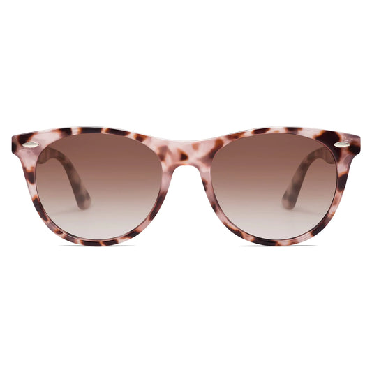 SOJOS Classic Polarized Sunglasses for Women Men Small UV400 Lenses SJ2076 with Pink Tortoise/Brown